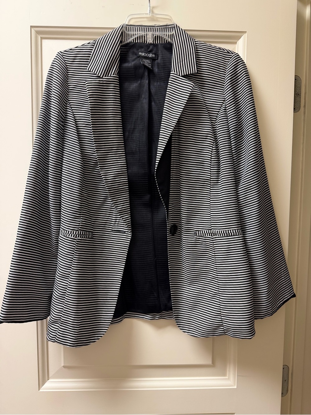 Sloosh Black White Striped Blazer Jacket Size M